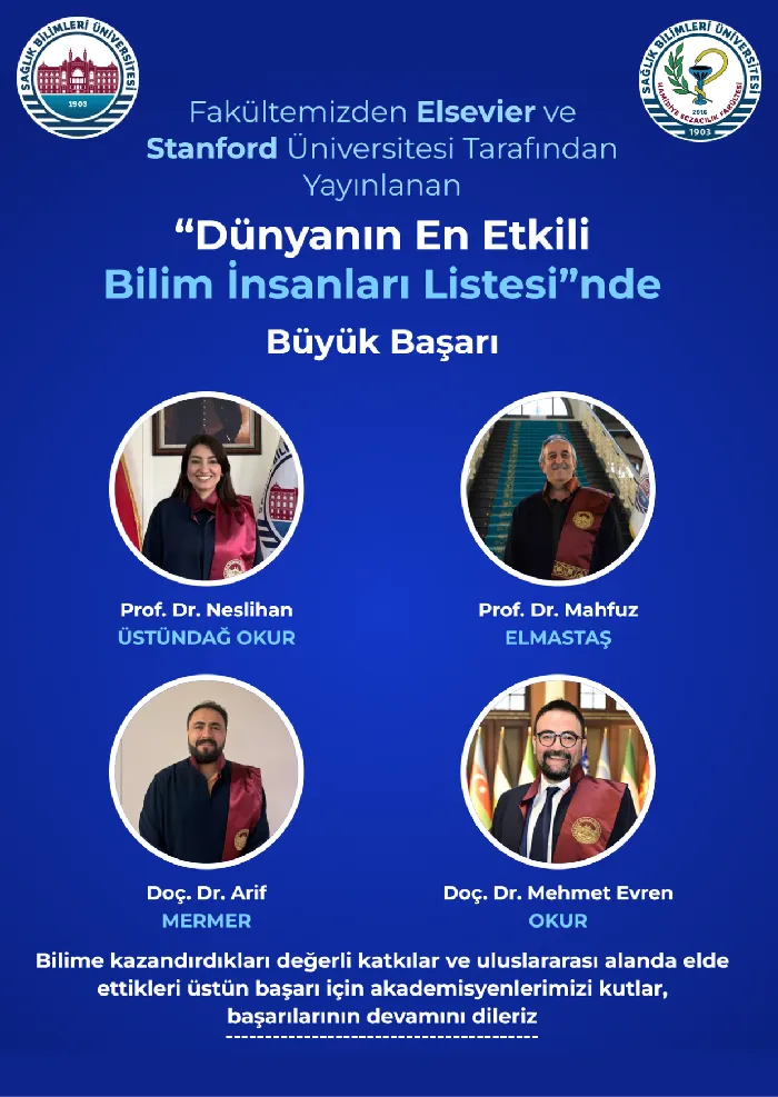 Fakültemizden Elsevier ve Stanford Üniversitesi Tarafından Yayınlanan "Dünyanın En Etkili Bilim insanları Listesi"nde Büyük Başarı